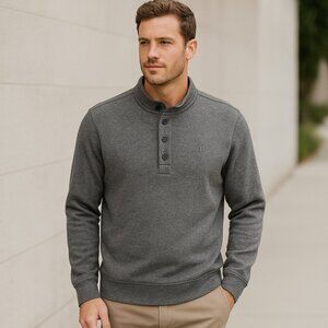 TravisMathew Gray 3-Button Henley Pullover‎ Sweatshirt Men’s Size S Casual Golf